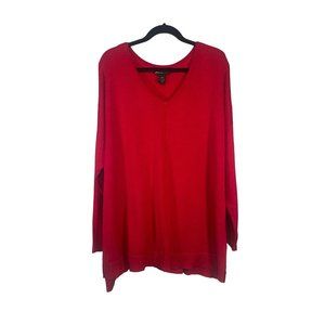 Lane Bryant Size 26/28 Red VNeck Tunic Sweater